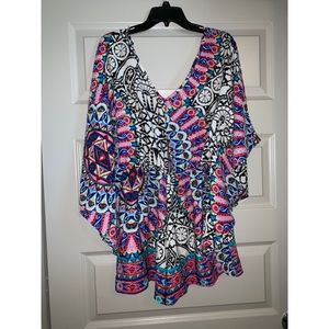 Black Bead Colorful Batwing Romper